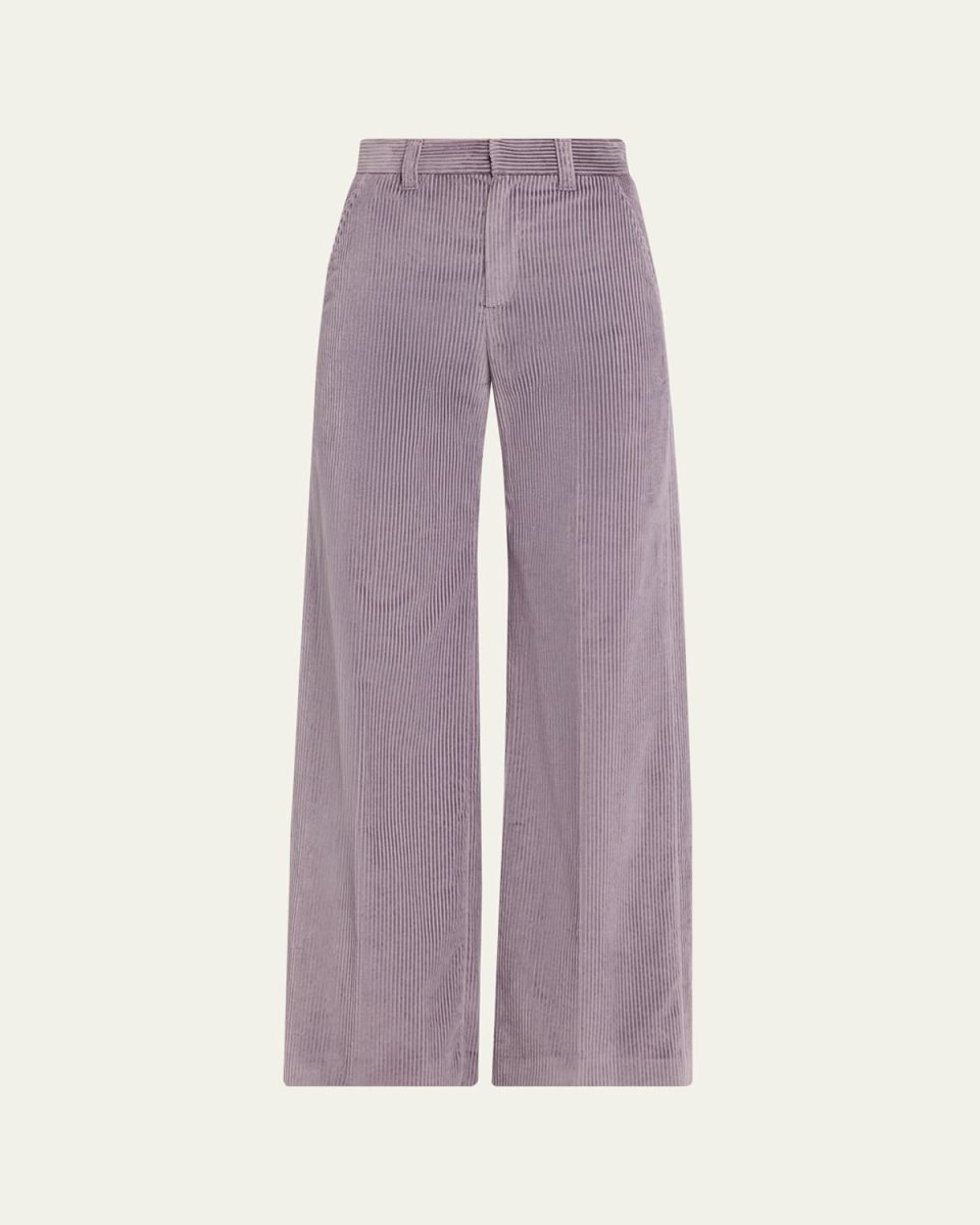 Cotton Corduroy Sartorial Trousers with Monili Trim